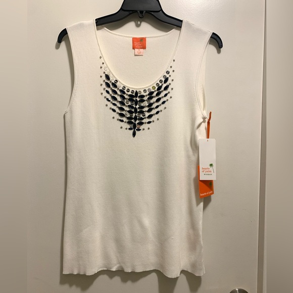 NWT Hearts of Palms Women’s 3X Embellished Tank Top Silver Sequence & Sapphire - Picture 1 of 13